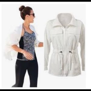 CAbi White utility parachute jacket.